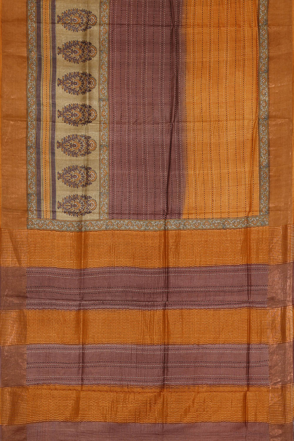 Image of Tussar Silk Orange Saree