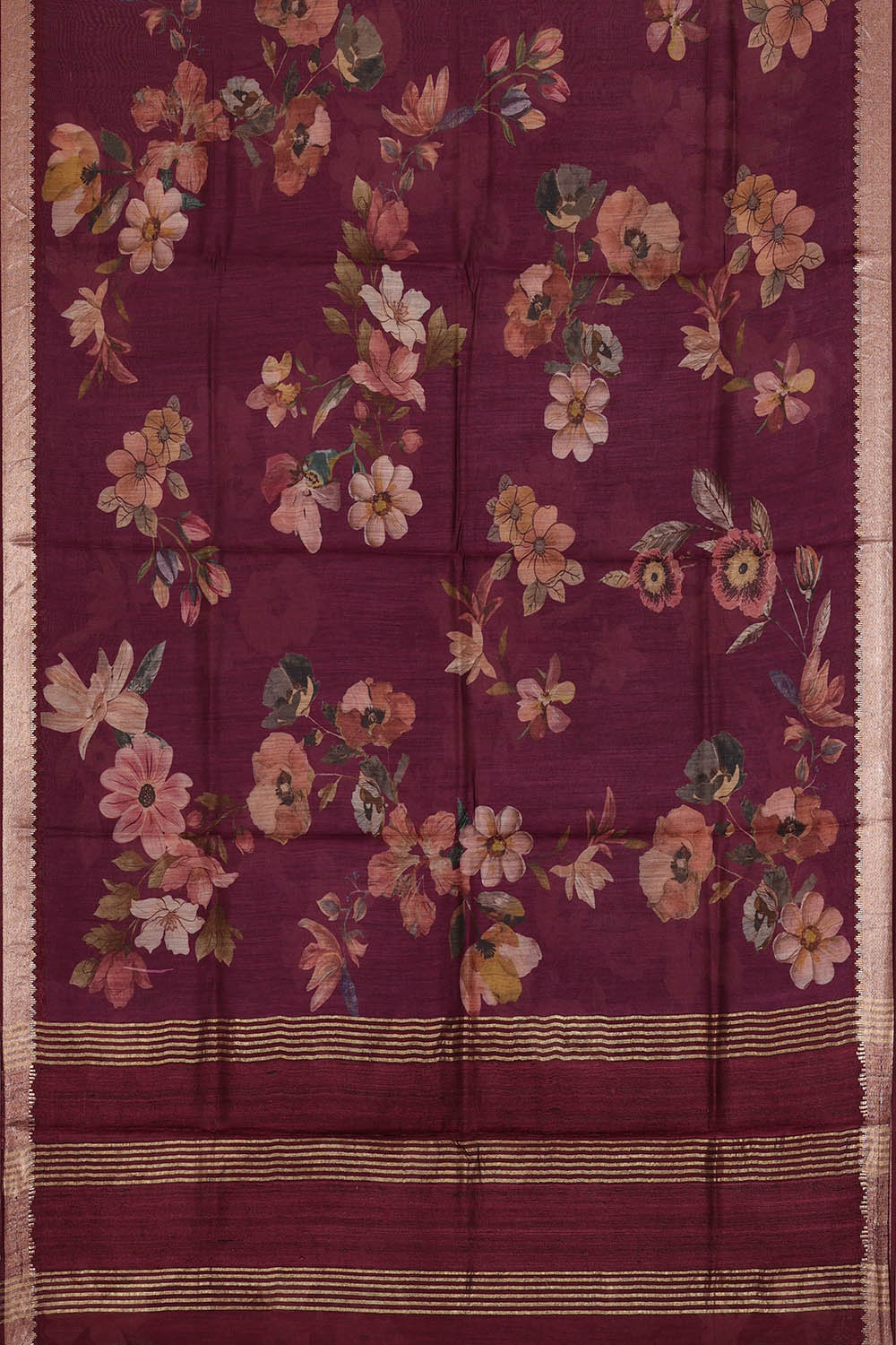 Image of Moonga Tussar Silk Wine Purple Saree