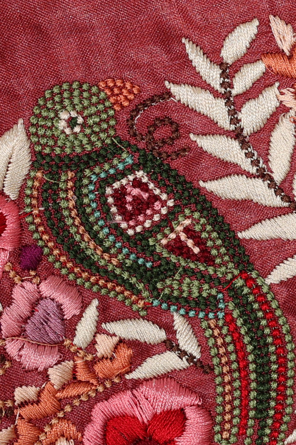 Image of Tussar Silk Dark Coral Red Saree