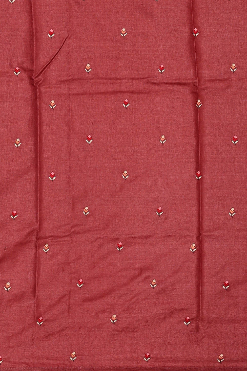 Image of Tussar Silk Dark Coral Red Saree