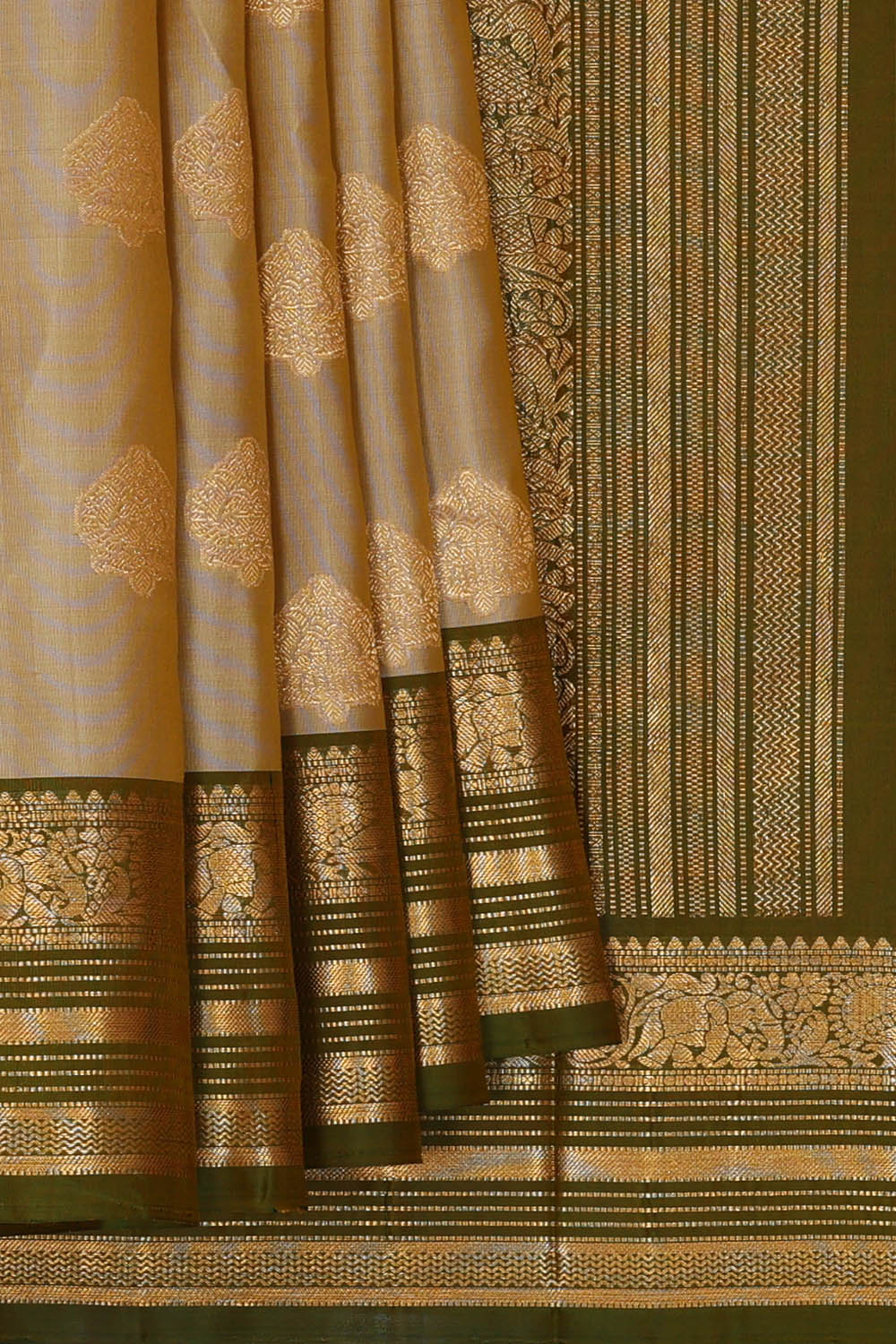Image of Kanchipattu Silk Beige Saree