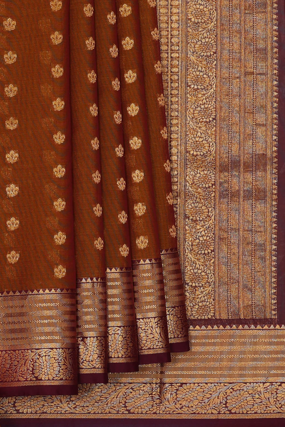 Image of Coimbatore Cotton Silk Light Brown Saree