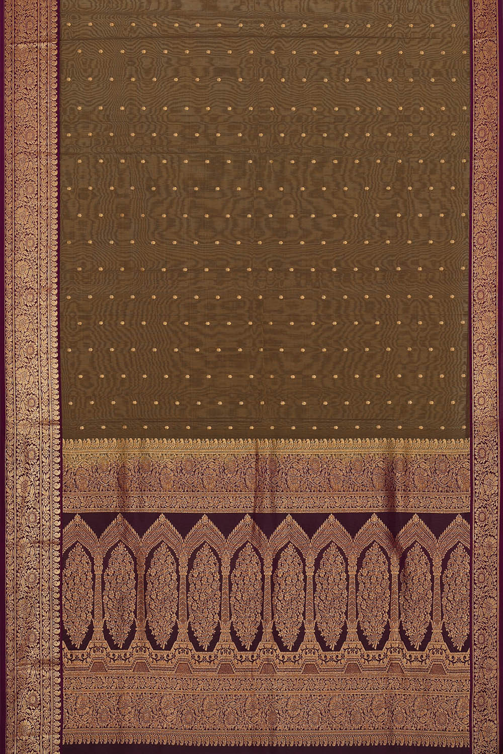 Image of Coimbatore Cotton Silk Dark Brown Saree