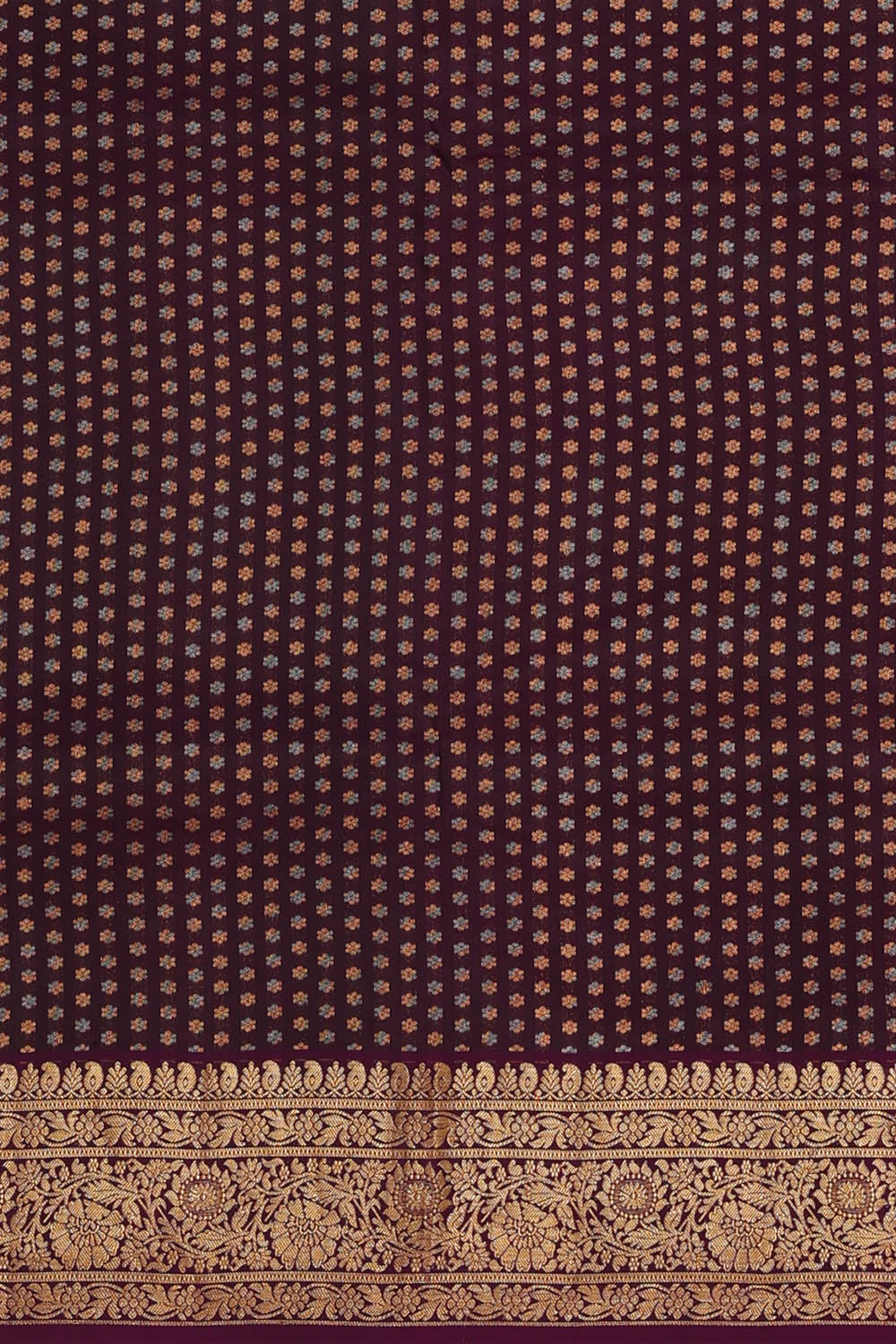 Image of Coimbatore Cotton Silk Dark Brown Saree