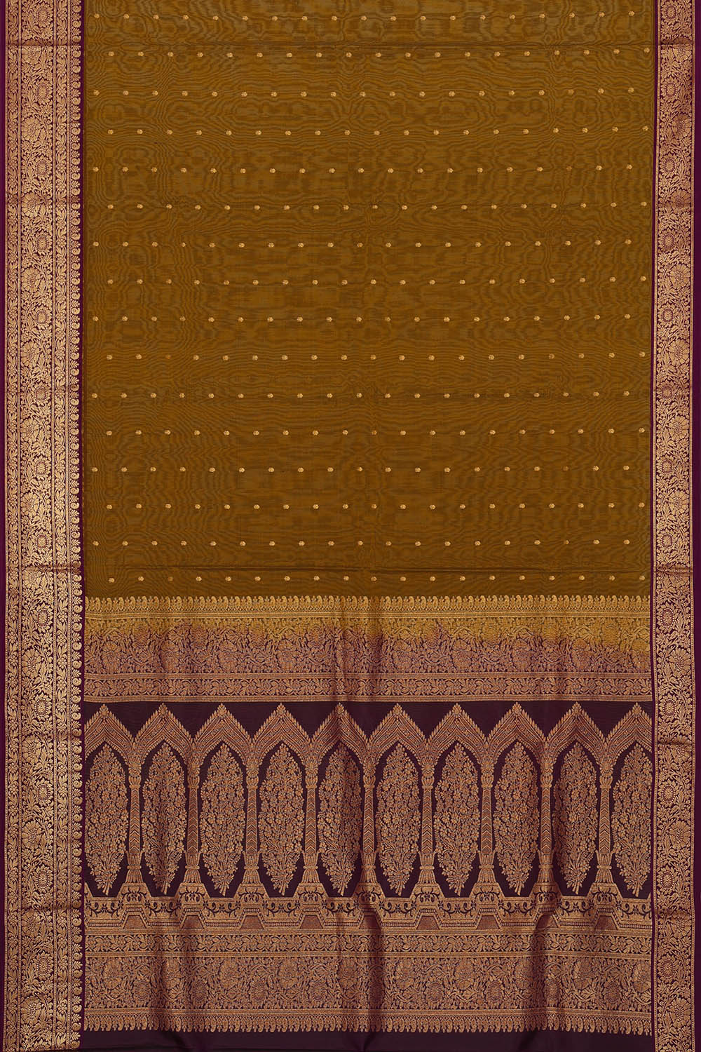 Image of Coimbatore Cotton Silk Dark Olive Green Saree