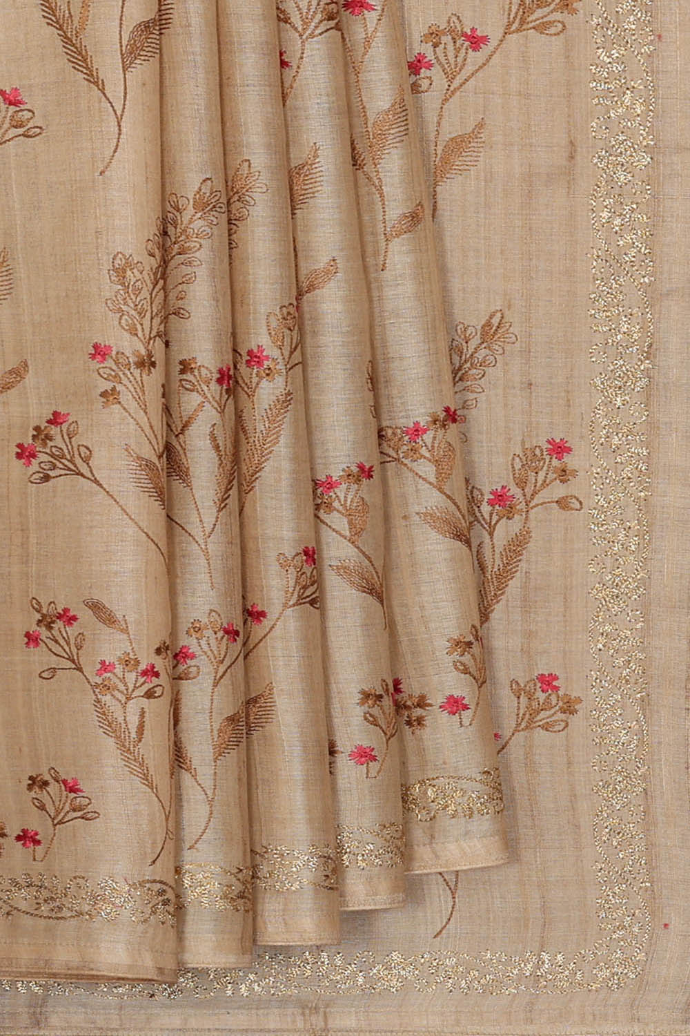 Image of Tussar Silk Beige Saree