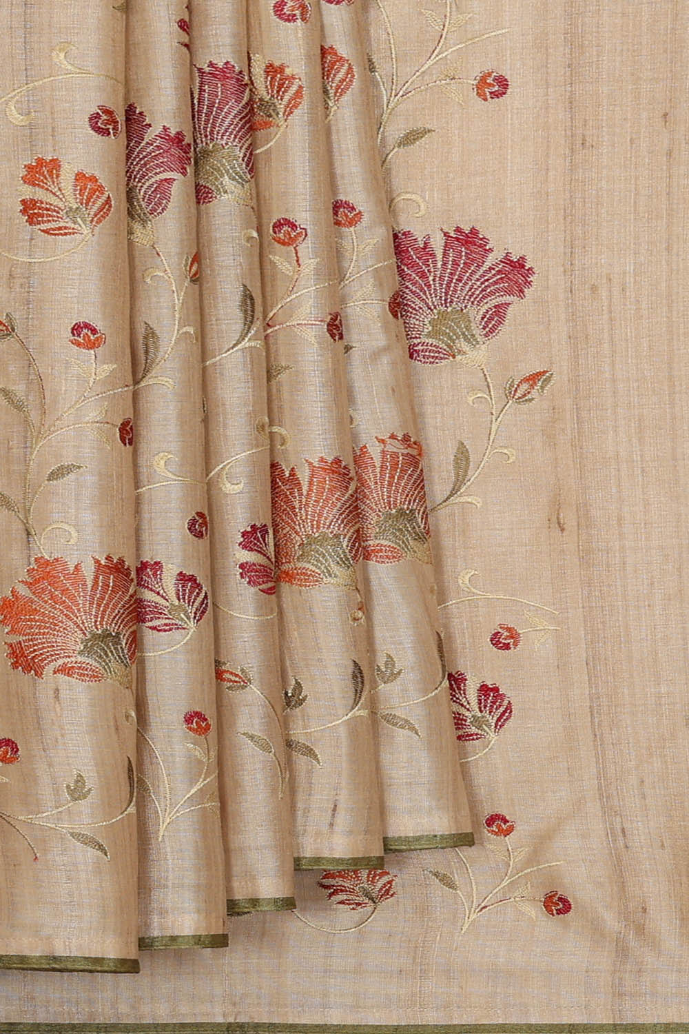 Image of Tussar Silk Ivory Beige Saree
