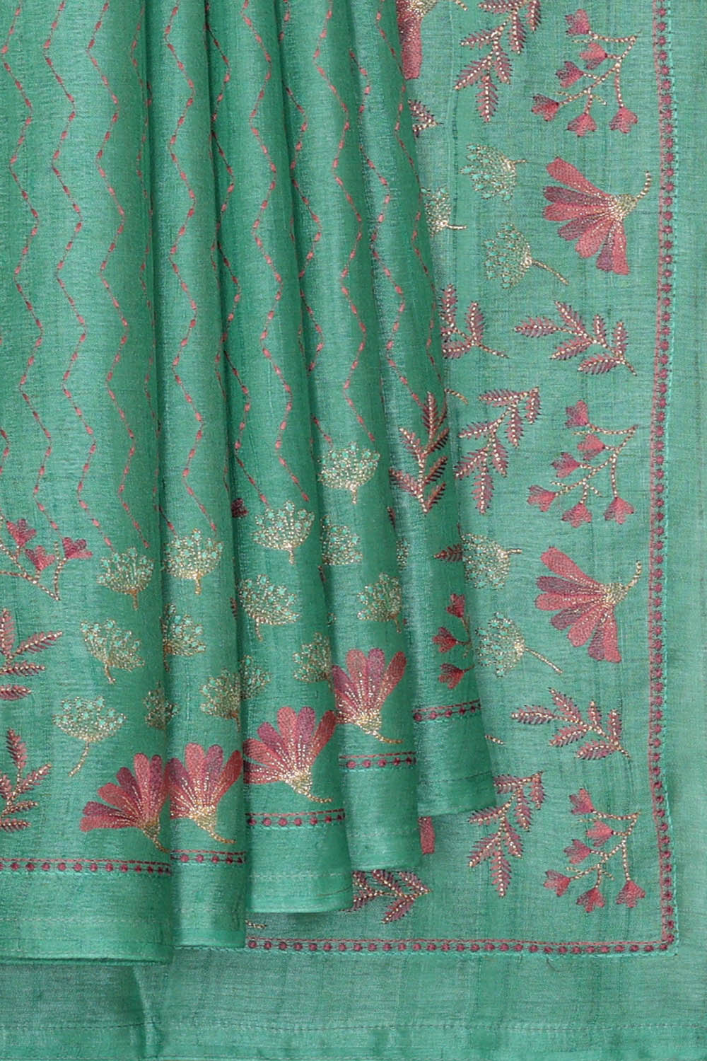 Image of Tussar Silk Sea Green Saree