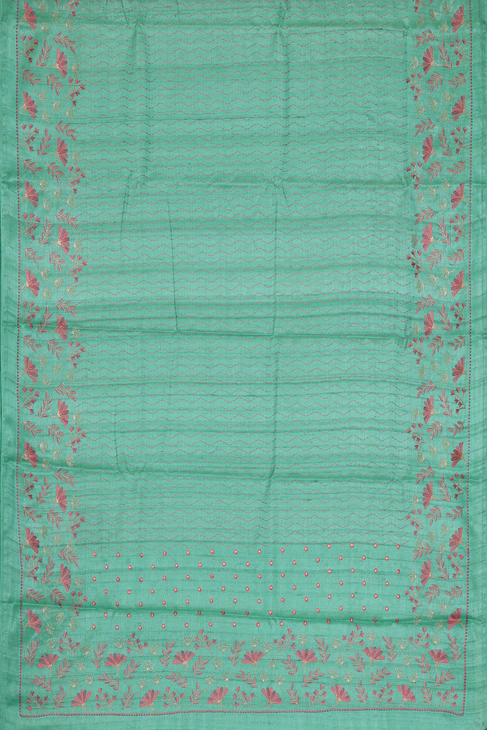 Image of Tussar Silk Sea Green Saree