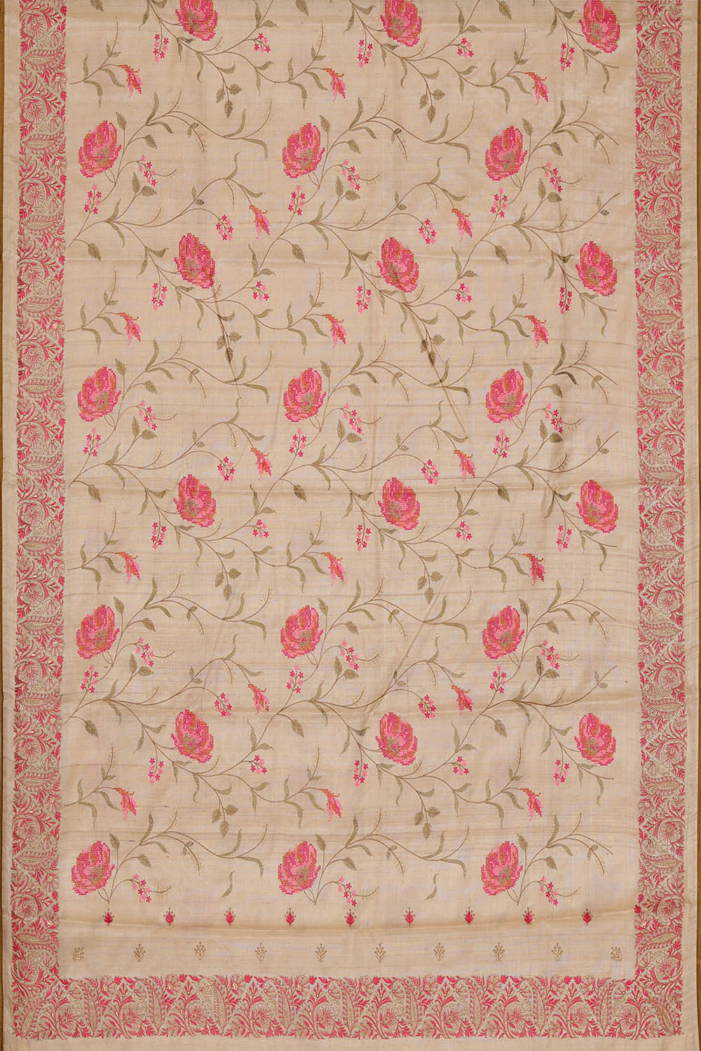 Image of Tussar Silk Ivory Beige Saree