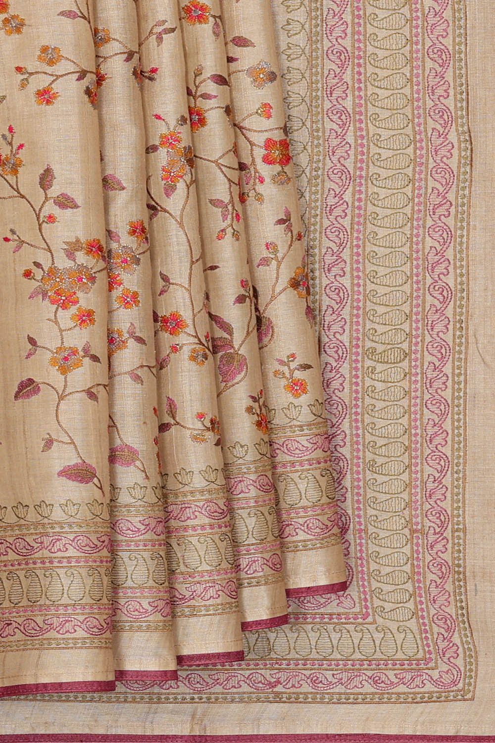 Image of Tussar Silk Ivory Beige Saree