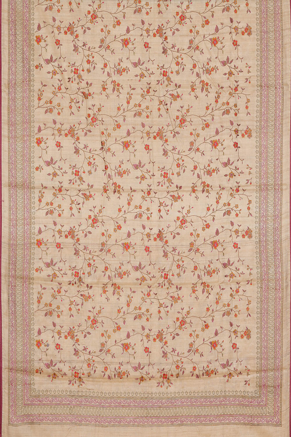Image of Tussar Silk Ivory Beige Saree