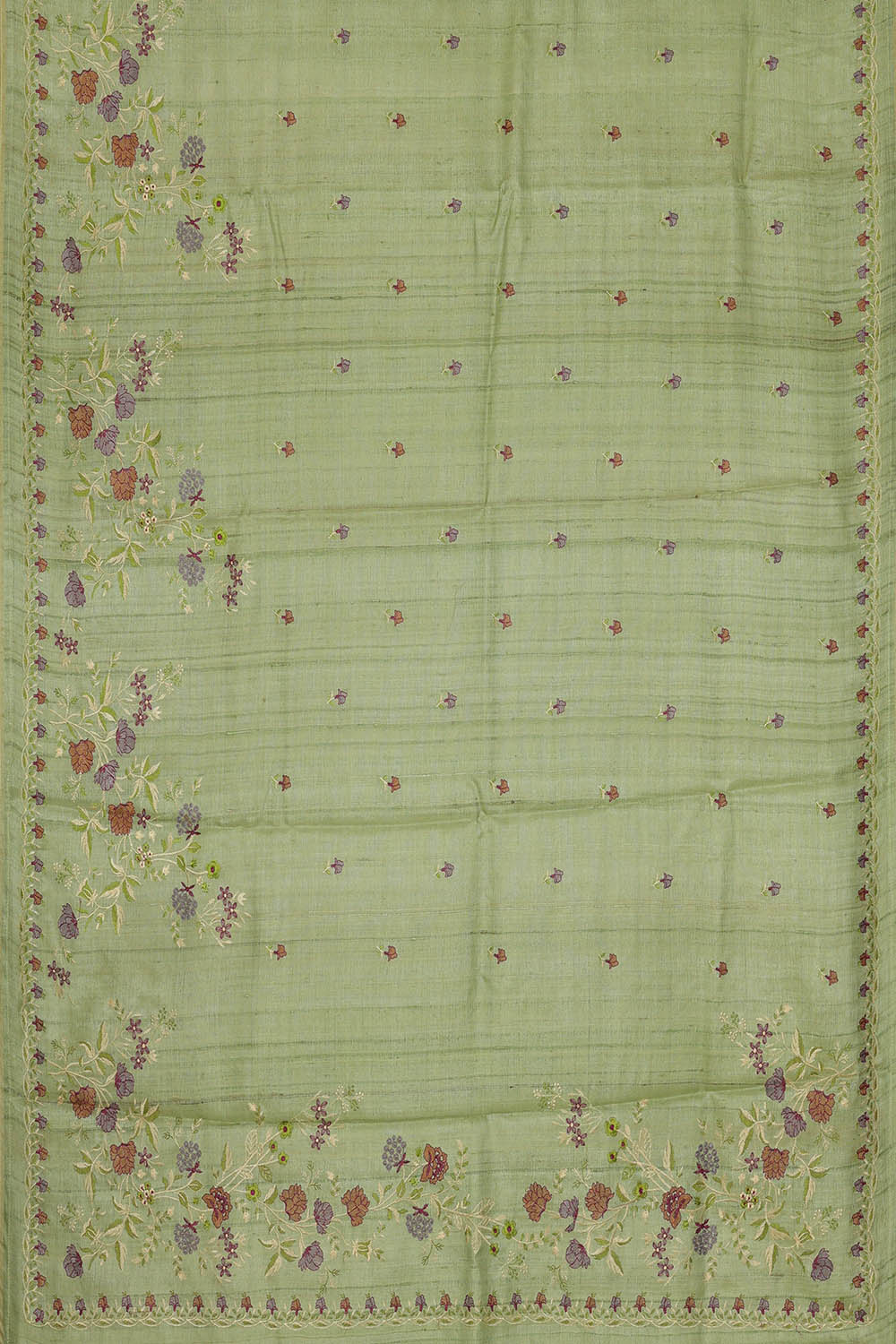 Image of Tussar Silk Muted Pastel Green Saree