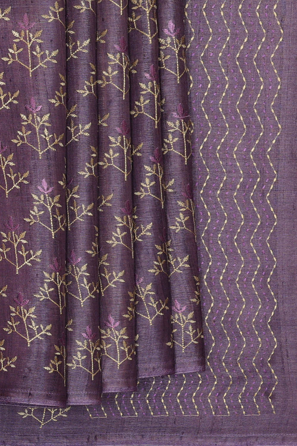 Image of Tussar Silk Violet Saree
