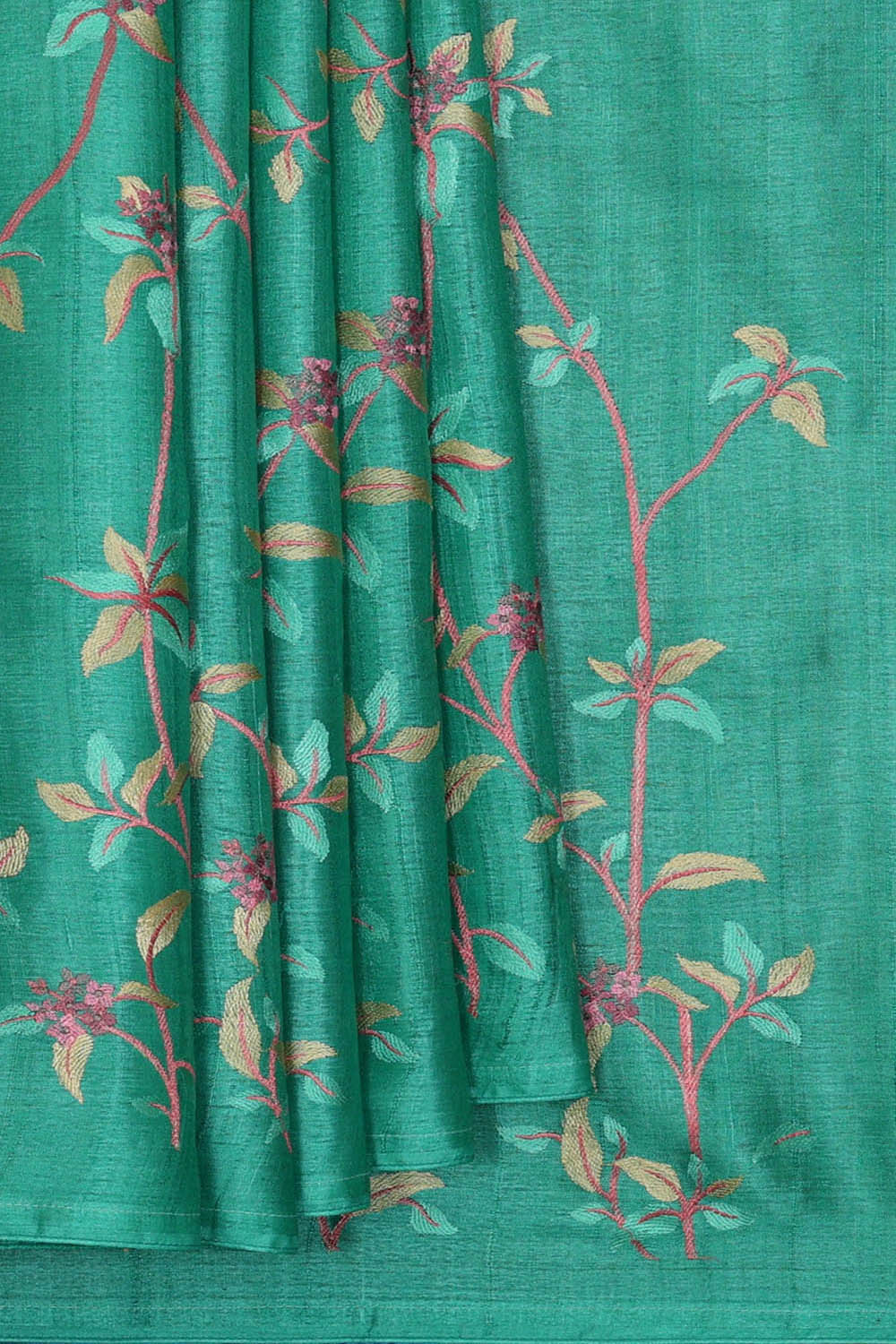 Image of Tussar Silk Sea Green Saree