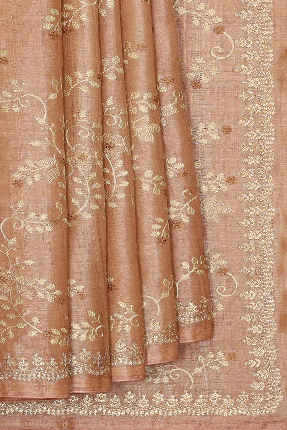 Image of Tussar Silk Peach Saree