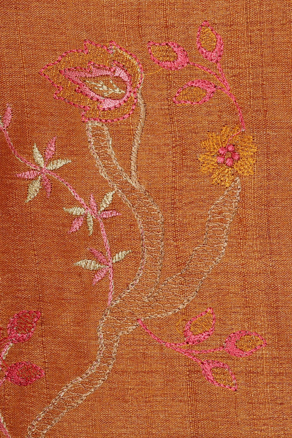 Image of Tussar Silk Dark Orange Saree