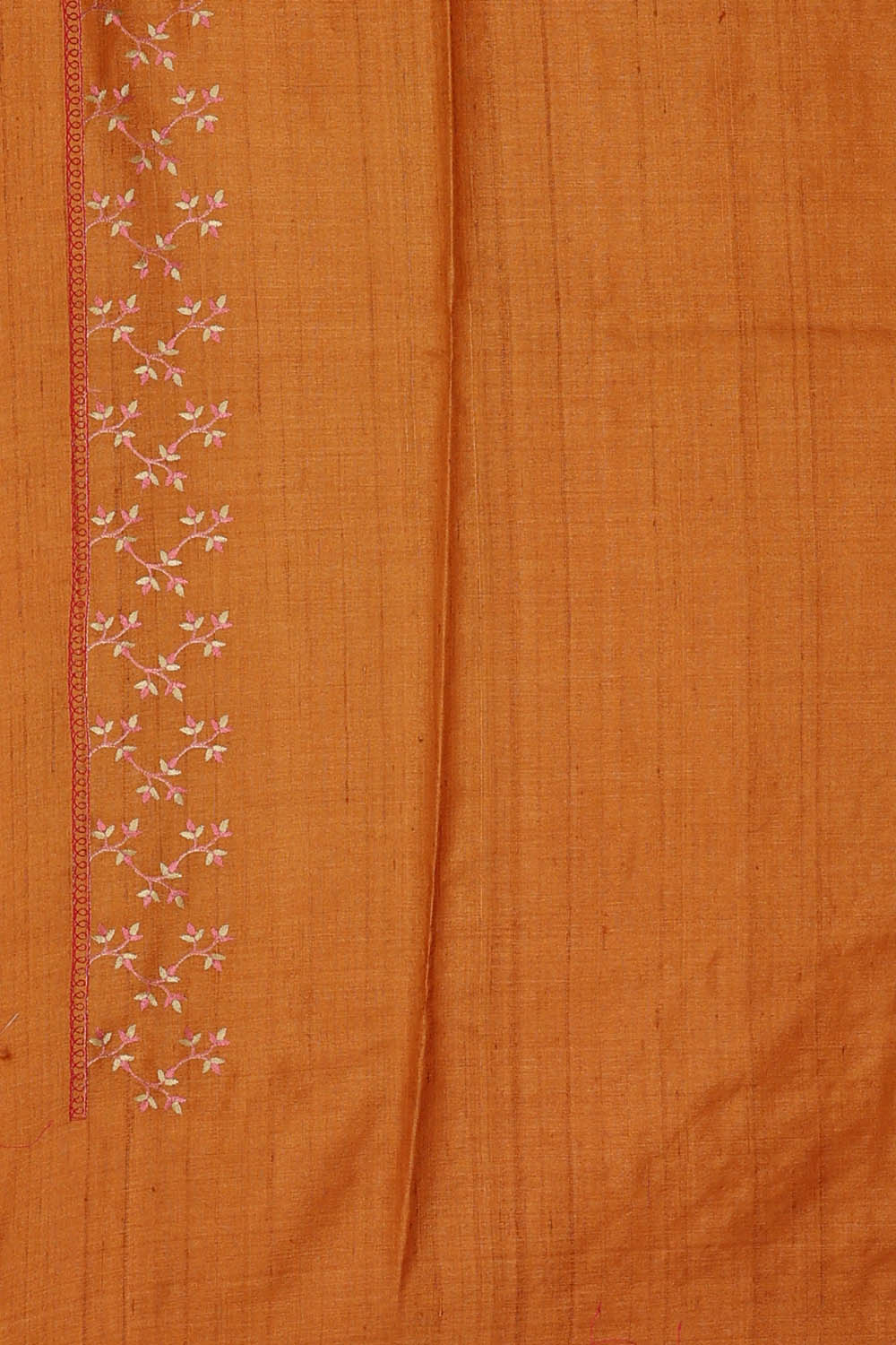 Image of Tussar Silk Dark Orange Saree