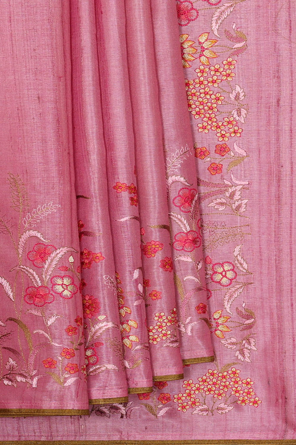 Image of Tussar Silk Pink Saree