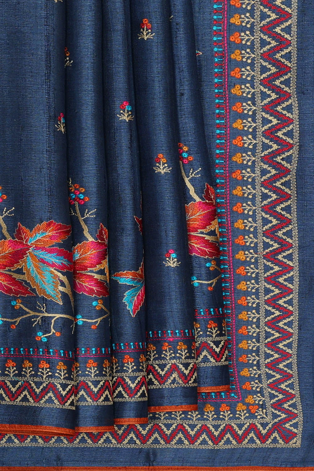 Image of Tussar Silk Blue Saree
