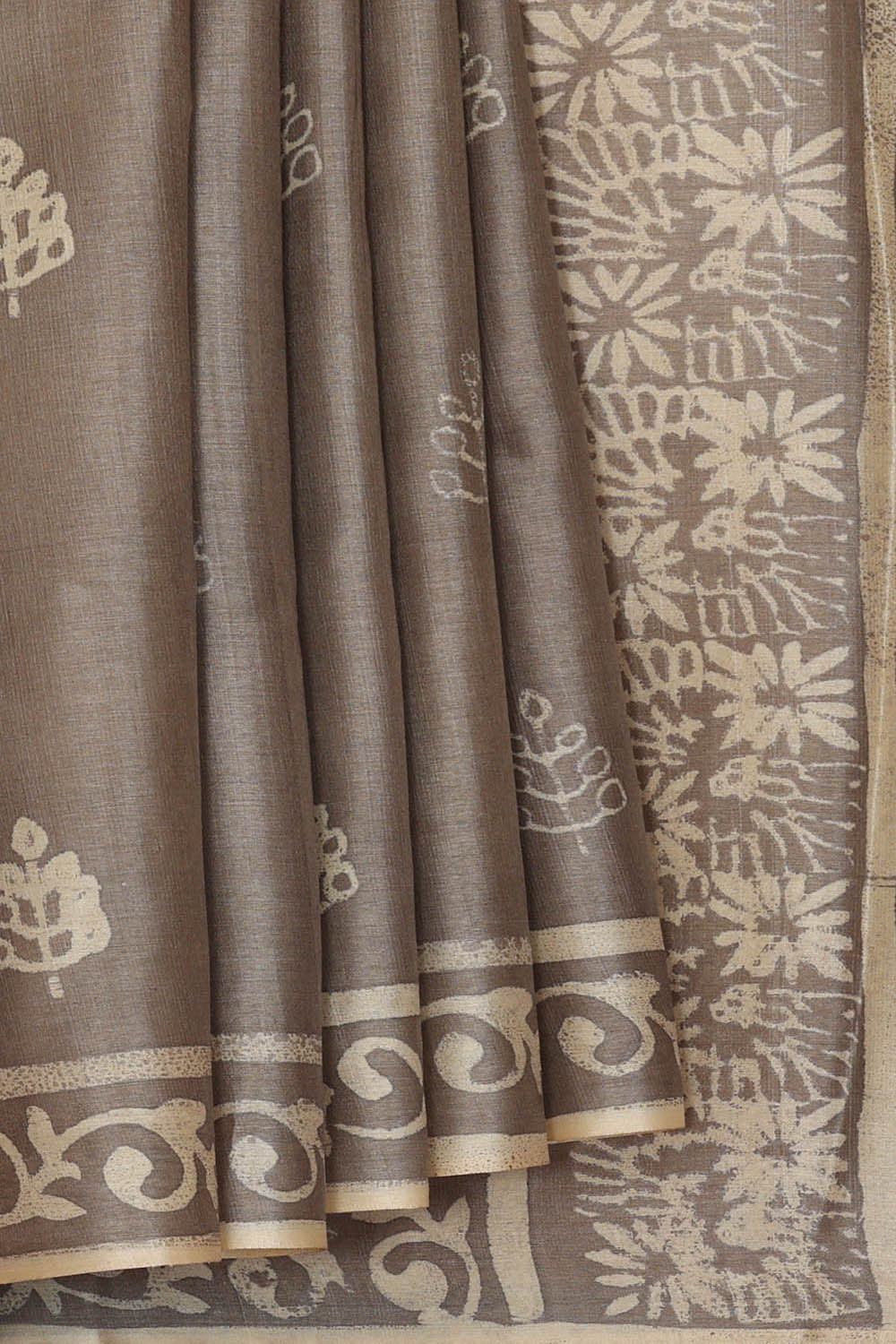 Image of Tussar Silk Grey Saree