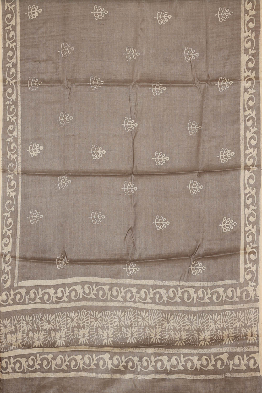 Image of Tussar Silk Grey Saree