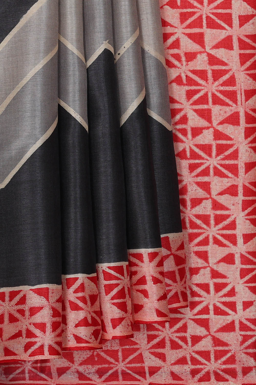 Image of Tussar Silk Dark Grey Saree