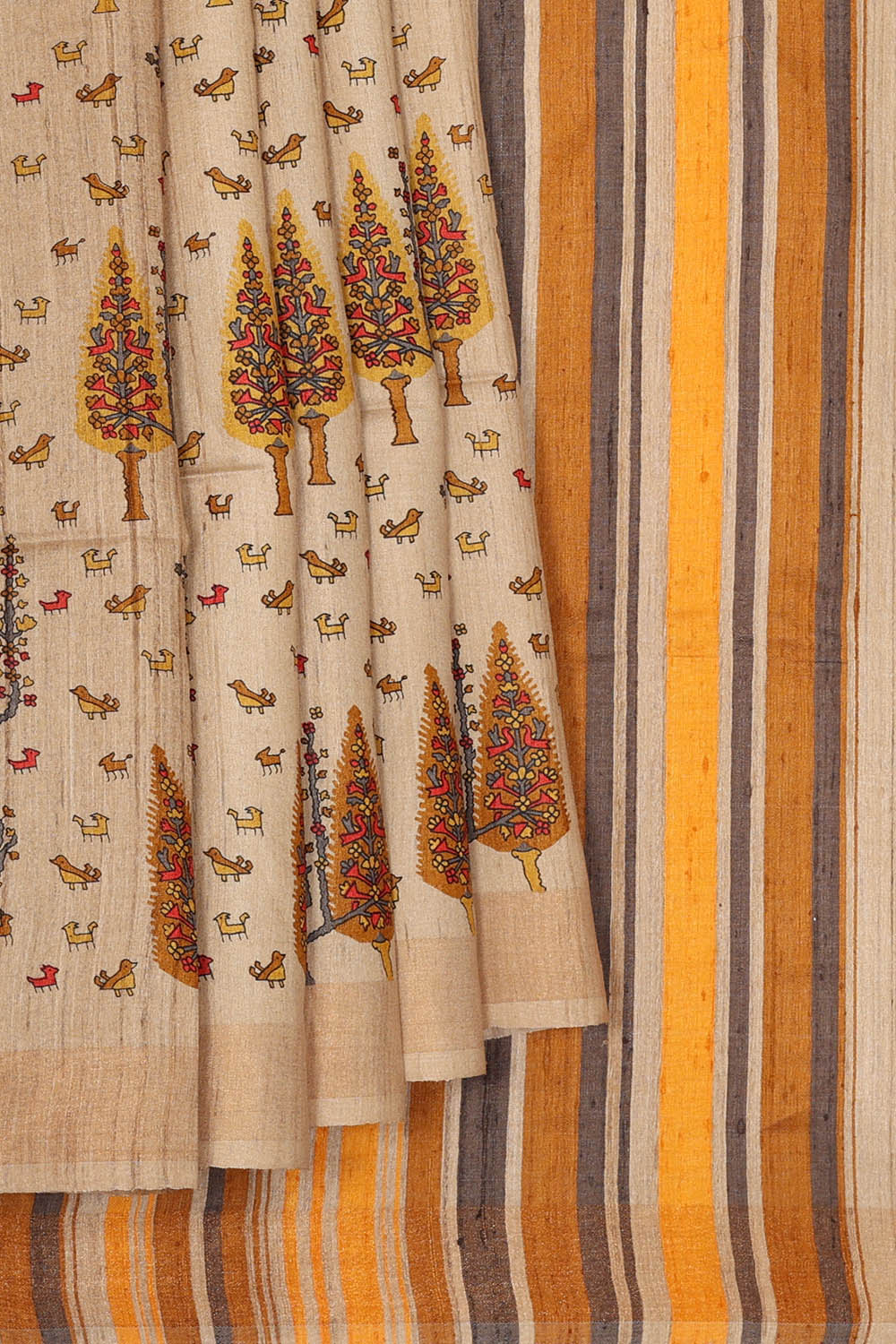 Image of Tussar Silk Beige Saree