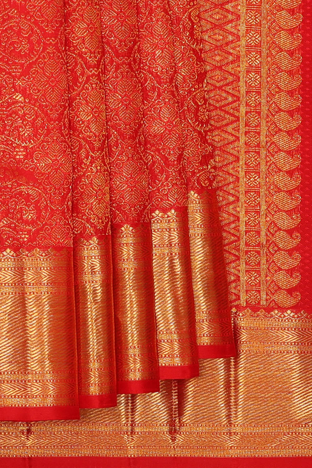 Image of Red Kanjivaram Silk Brocade Saree