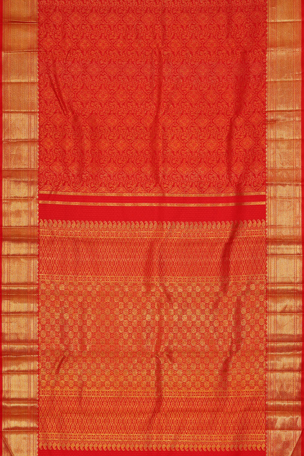 Image of Red Kanjivaram Silk Brocade Saree
