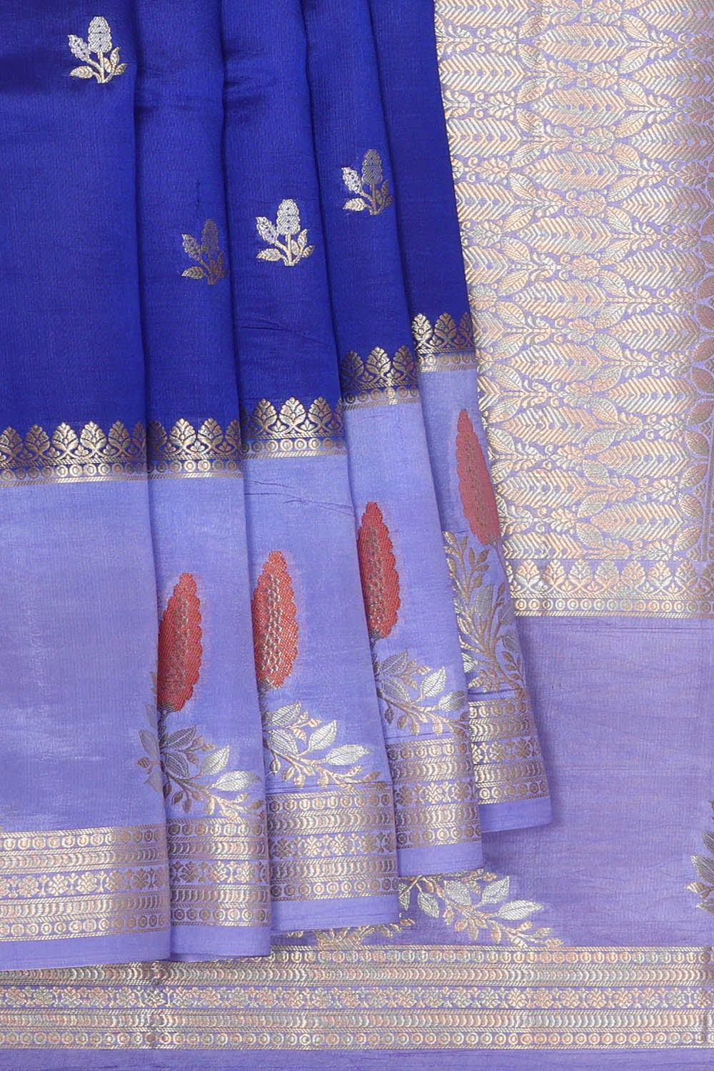 Image of Royal-Blue Banarasi Chiniya Silk Saree