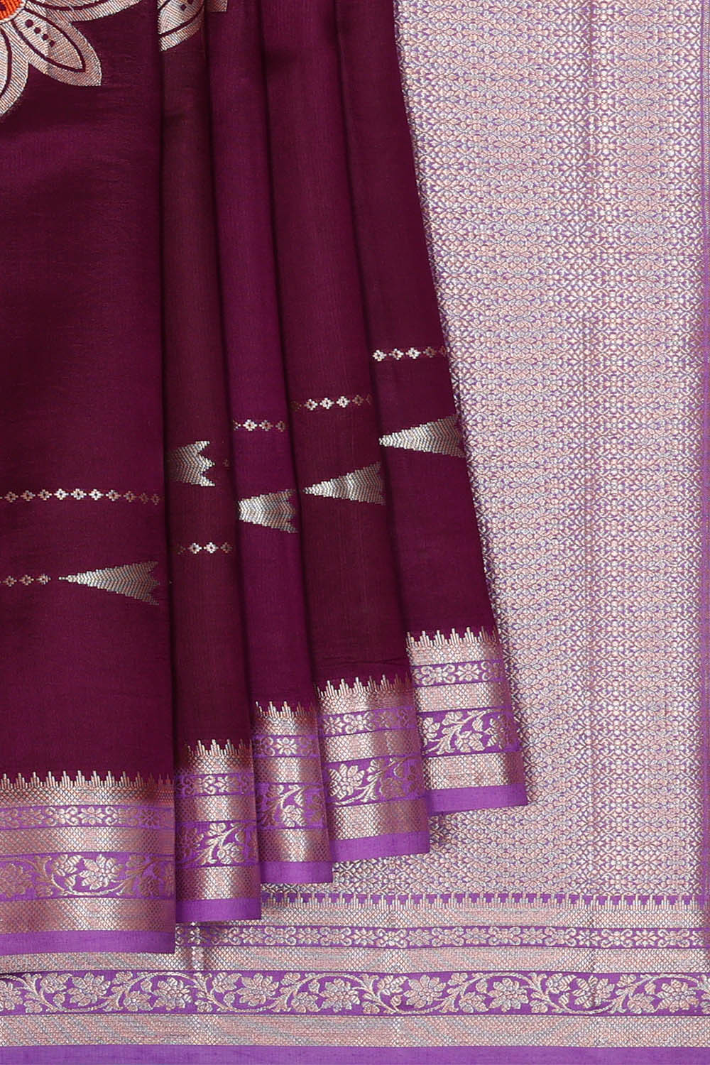 Image of Banarasi Silk Wine Purple Saree