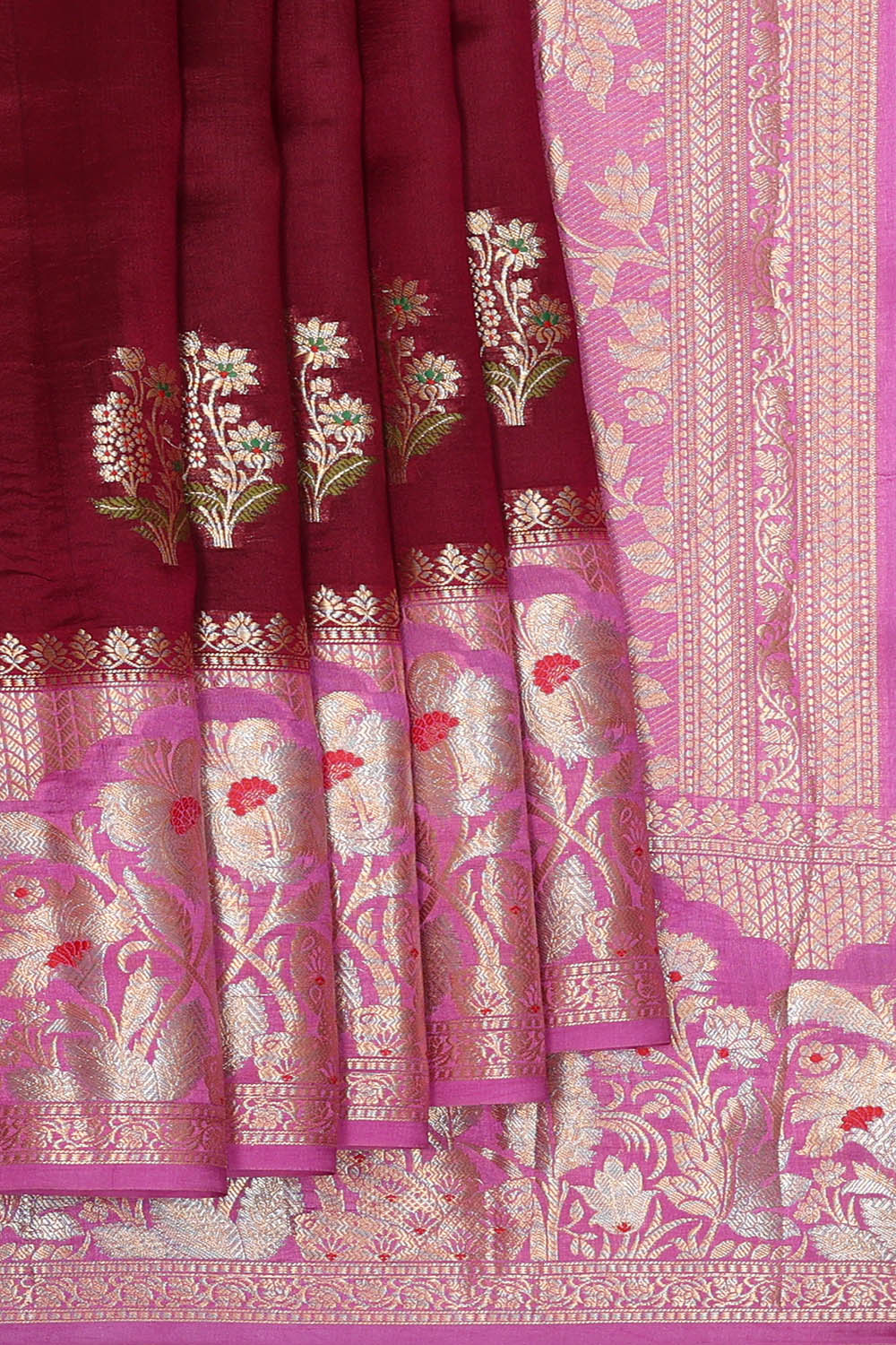 Image of Banarasi Silk Wine Maroon Saree