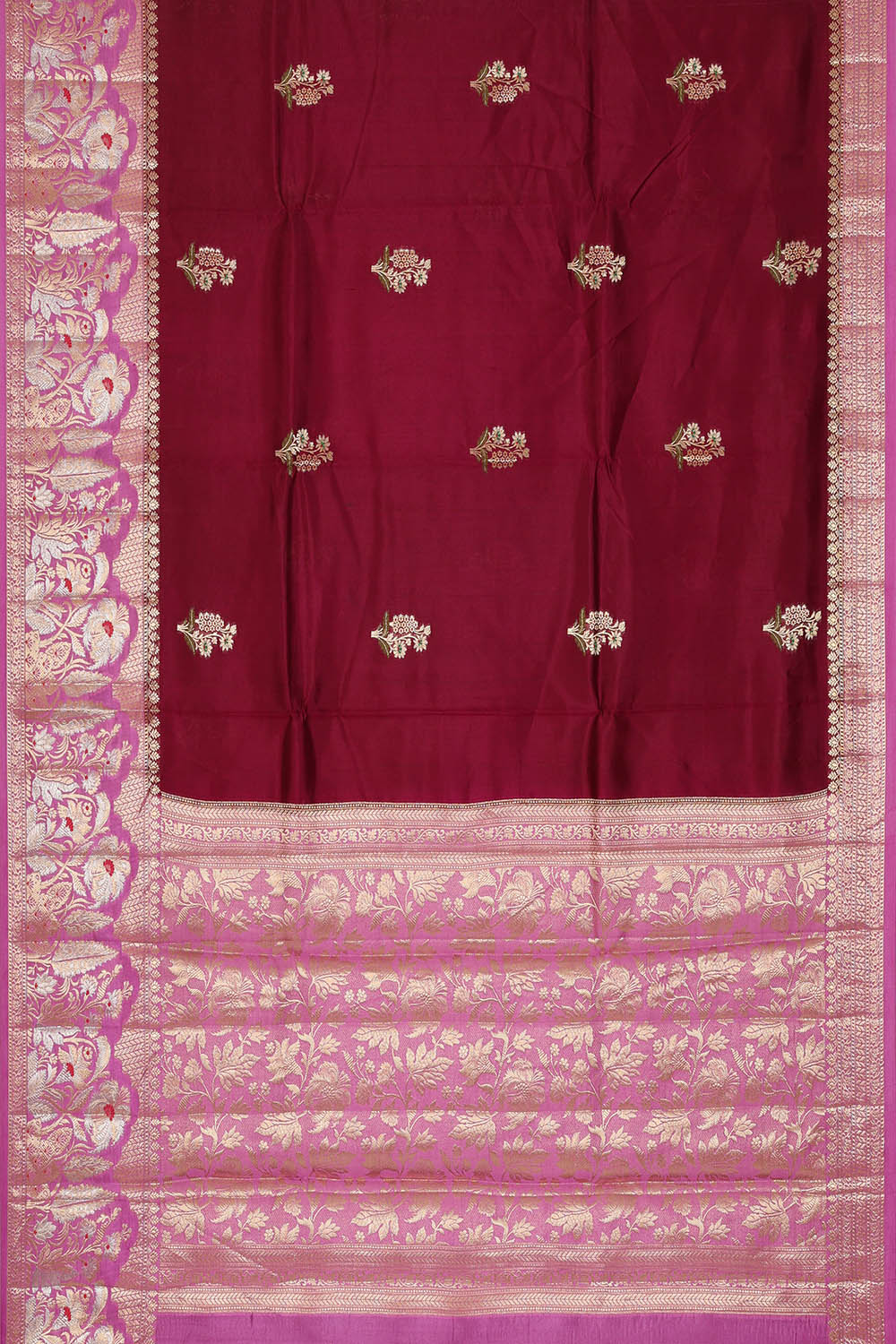 Image of Banarasi Silk Wine Maroon Saree