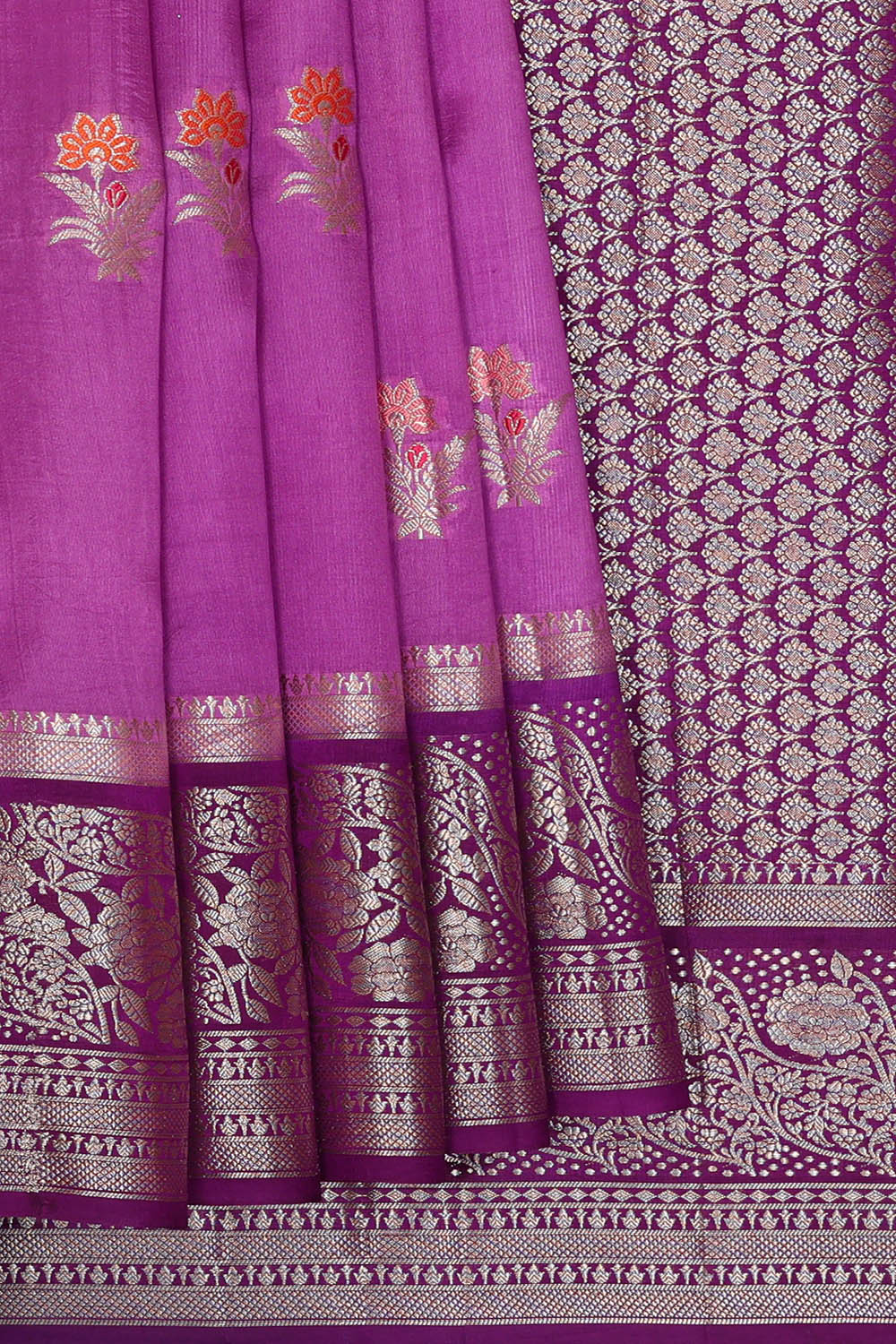Image of Banarasi Silk Purple Saree