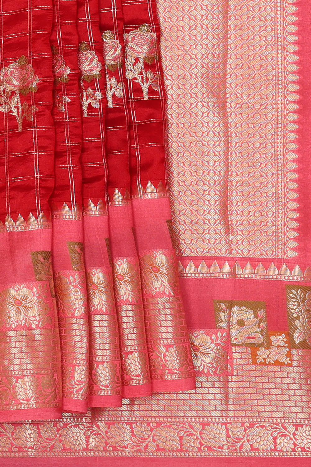 Image of Banarasi Silk Red Saree