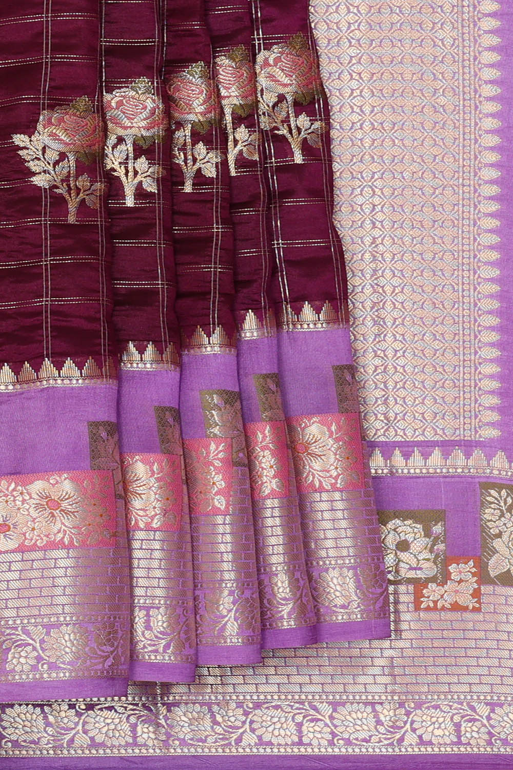 Image of Banarasi Silk Wine Purple Saree