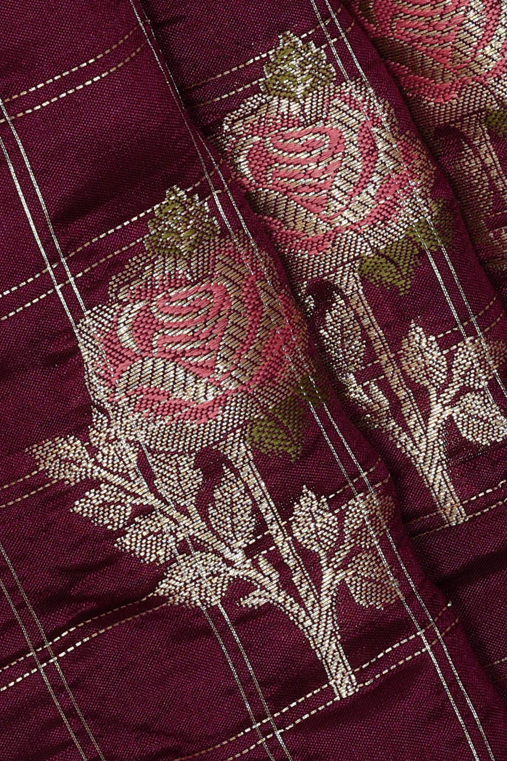 Image of Banarasi Silk Wine Purple Saree