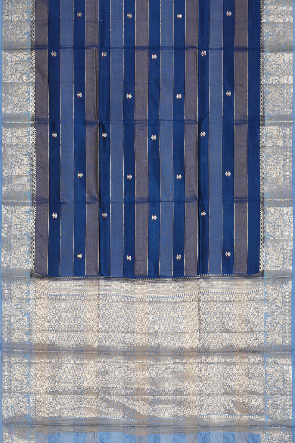 Image of Navy-Blue Banarasi Chiniya Silk Saree