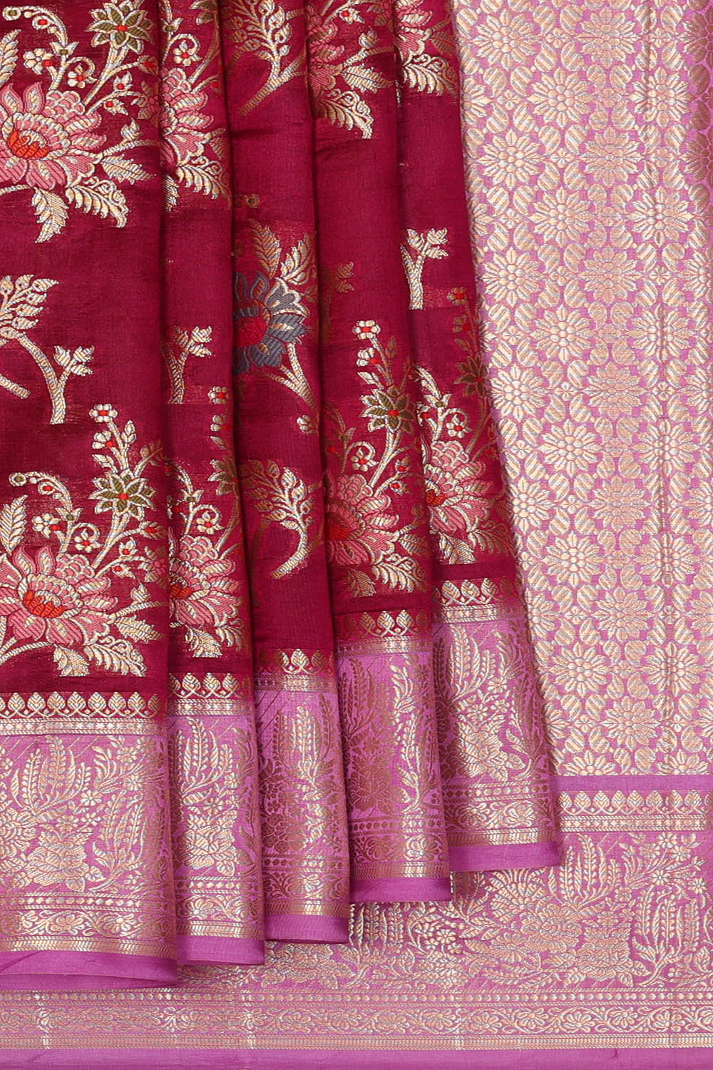 Image of Banarasi Silk Wine Maroon Saree