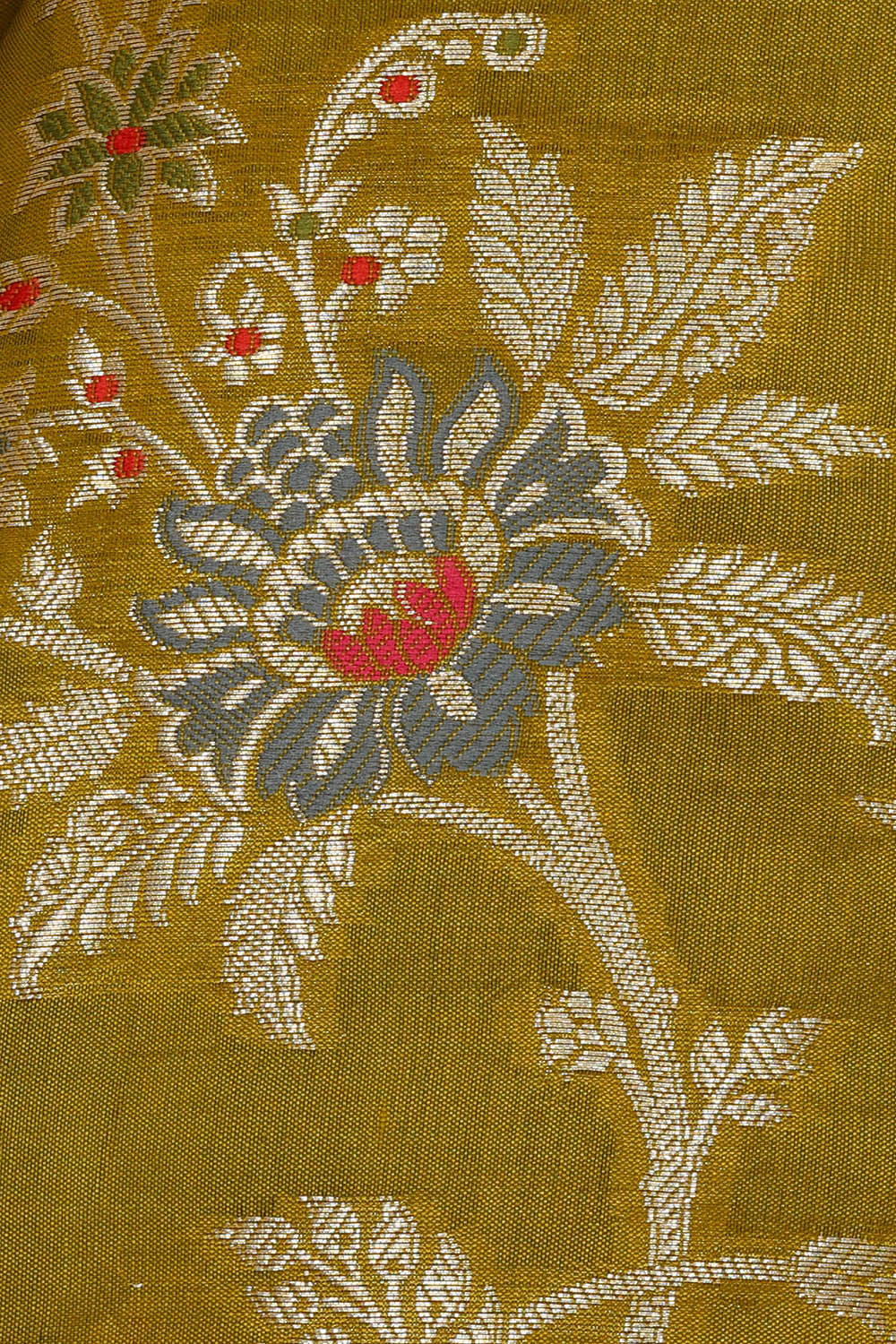 Image of Banarasi Silk Olive Green Saree
