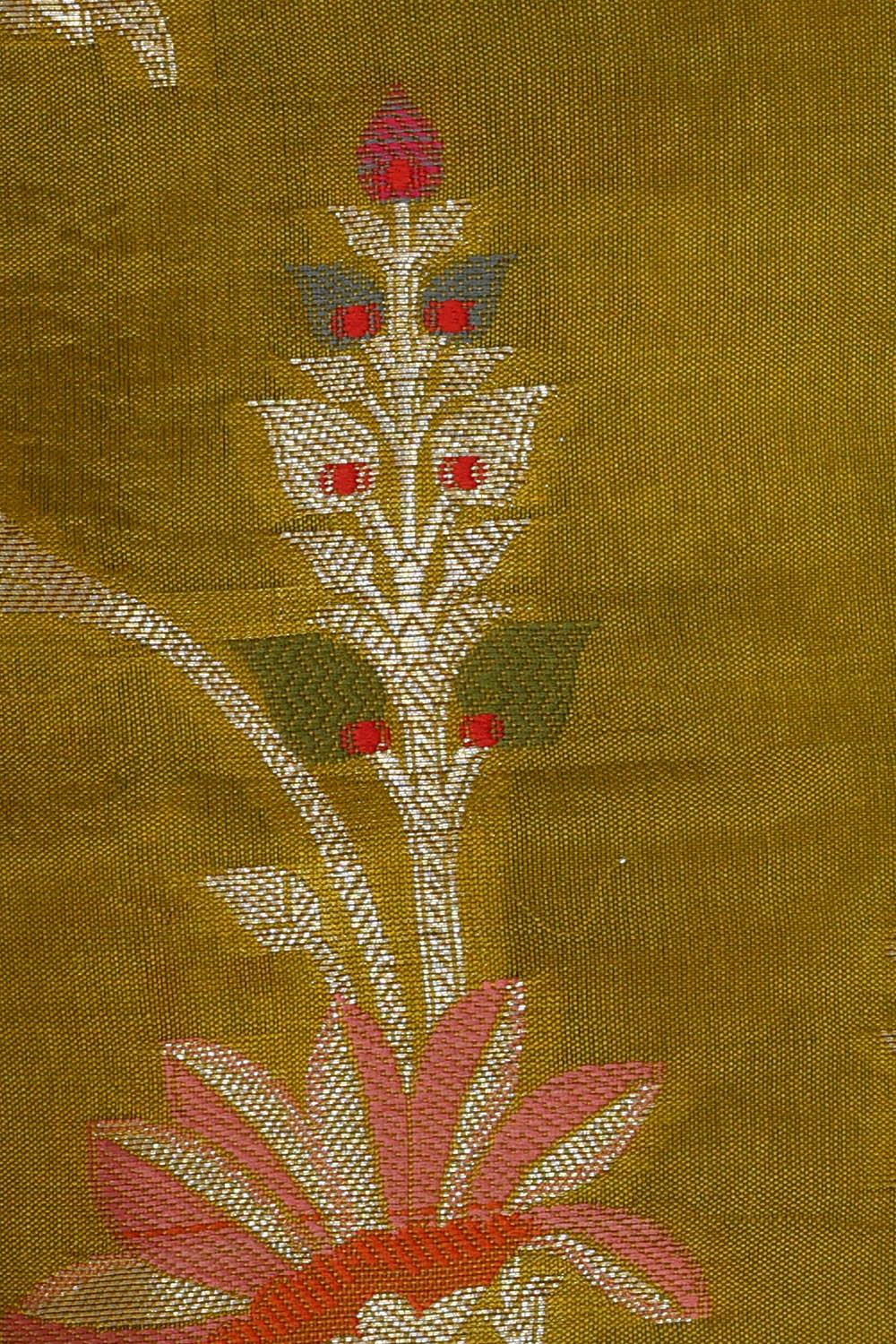 Image of Banarasi Silk Olive Green Saree