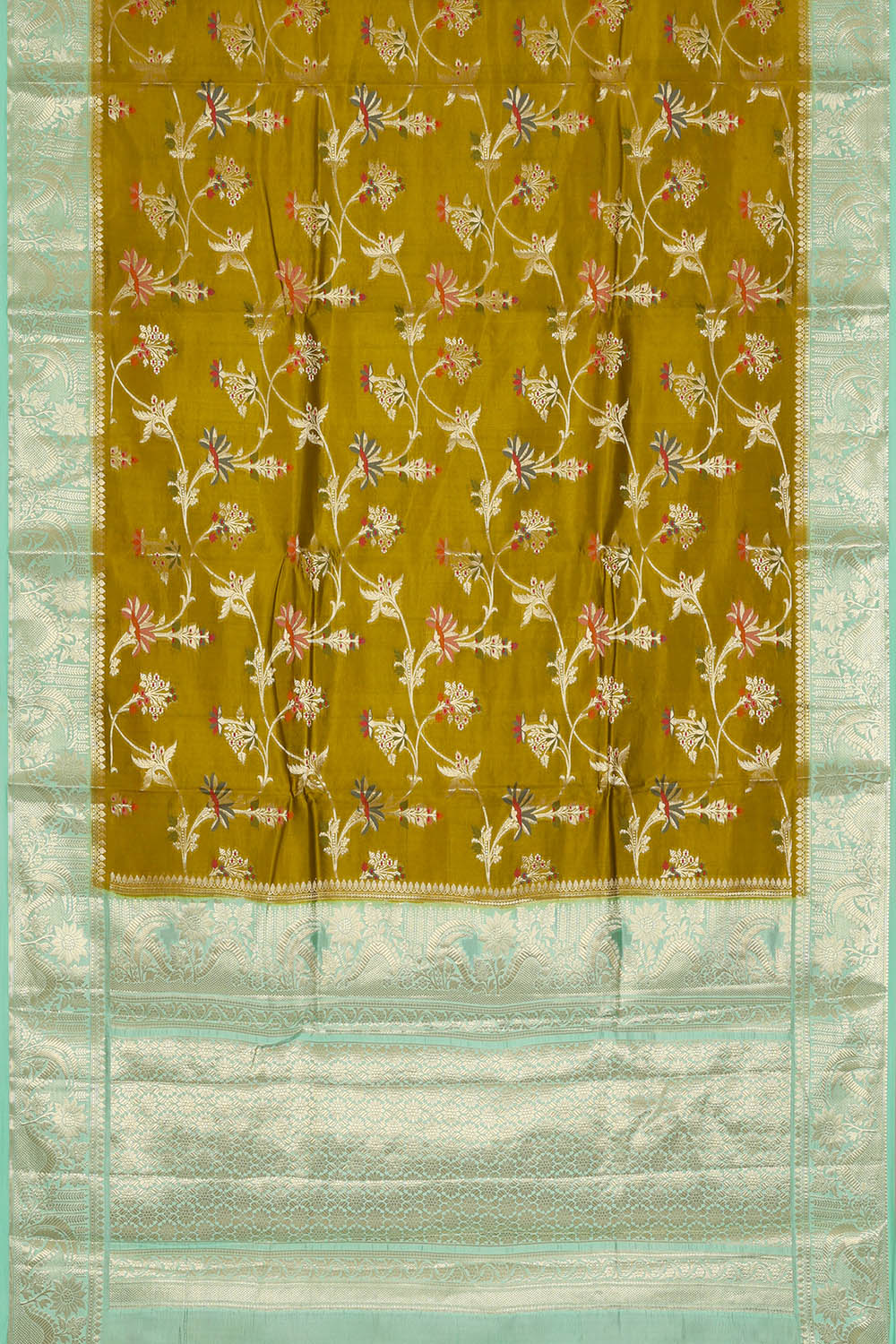 Image of Banarasi Silk Olive Green Saree