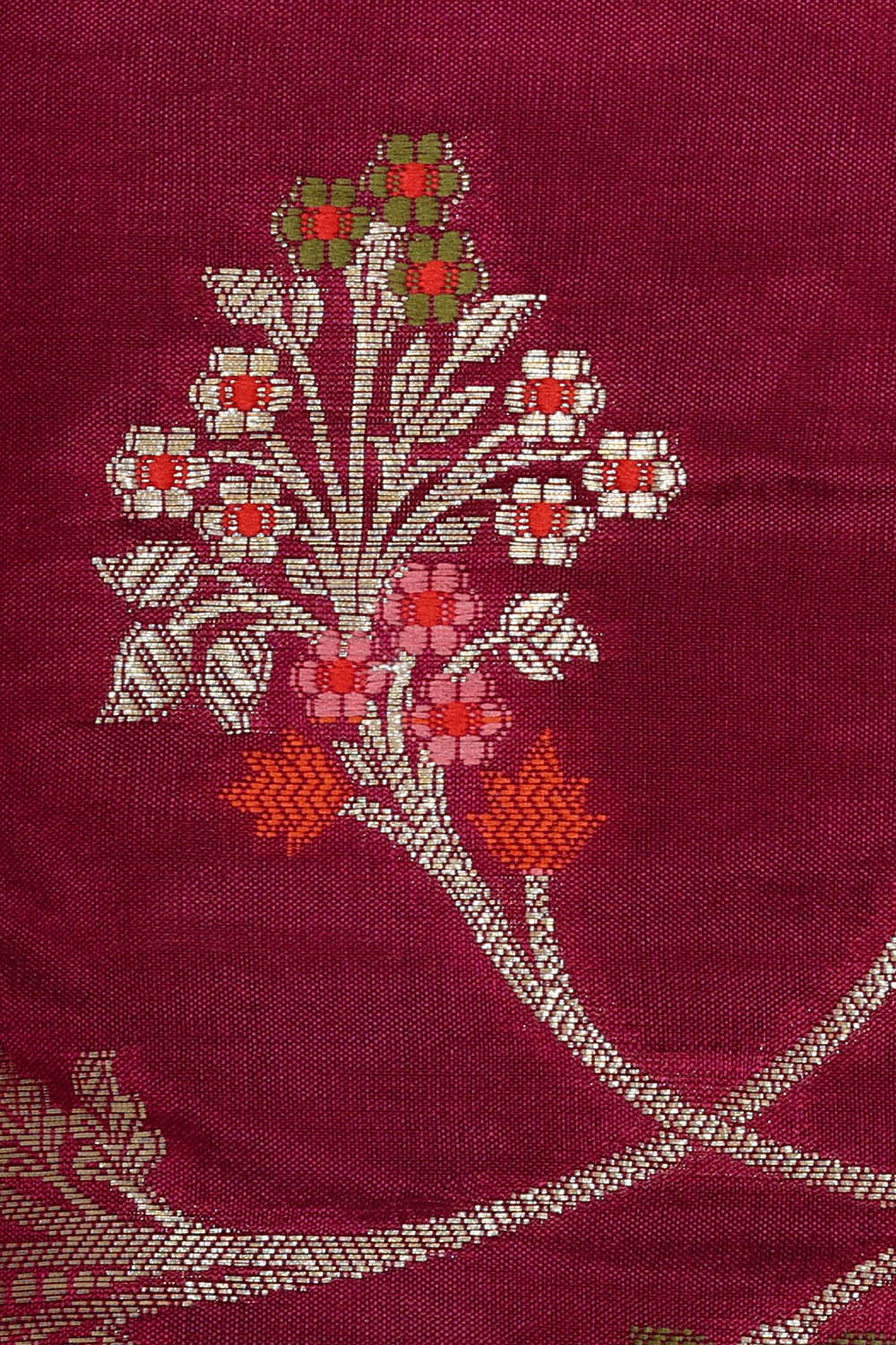 Image of Banarasi Silk Wine Purple Saree