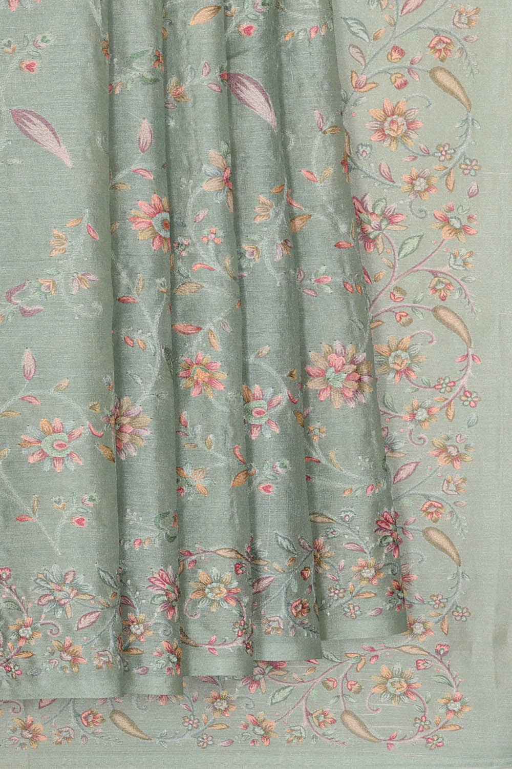 Image of Tussar Silk Pastel Green Saree