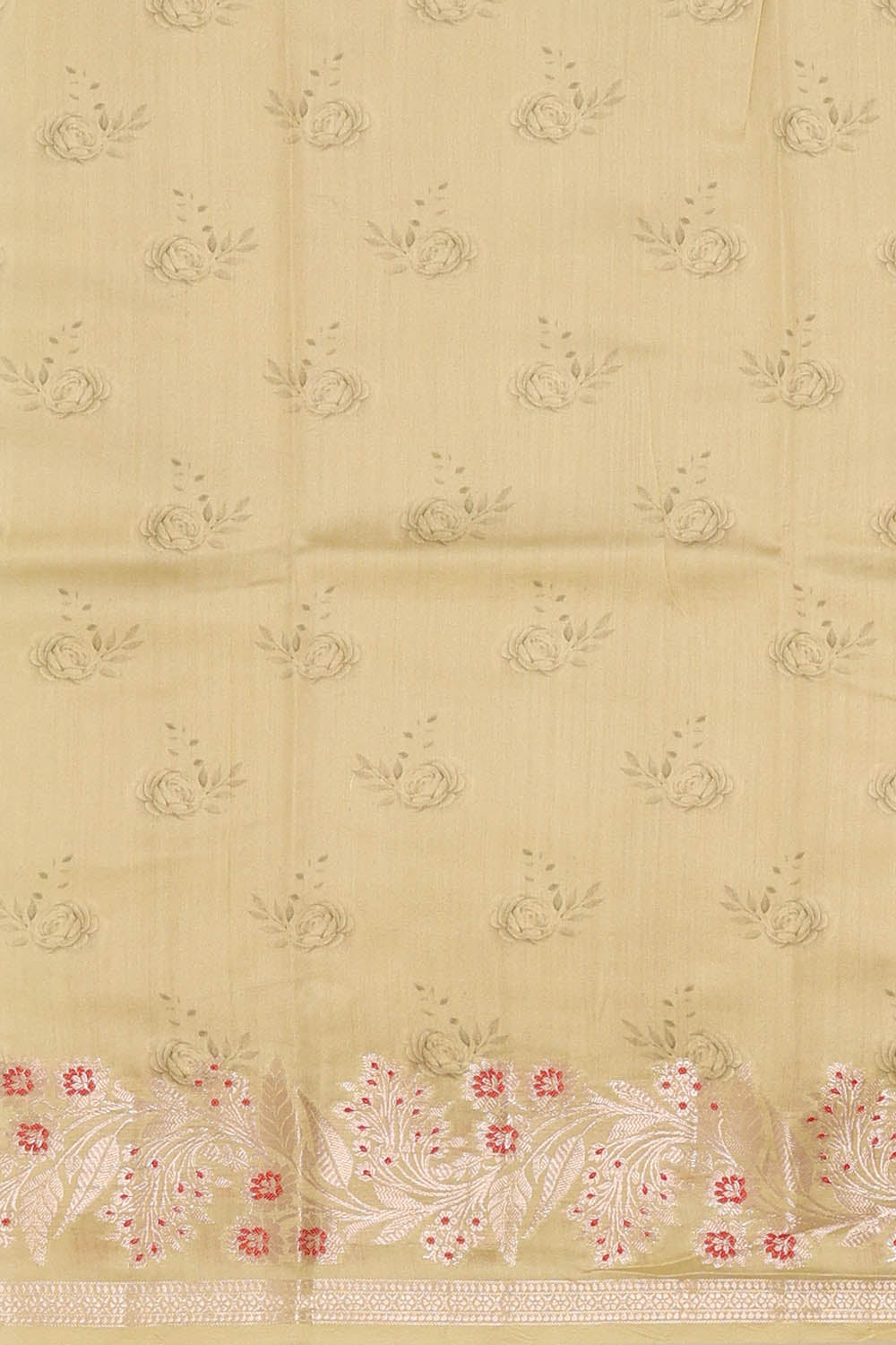 Image of Cream Banarasi Chiniya Silk Saree