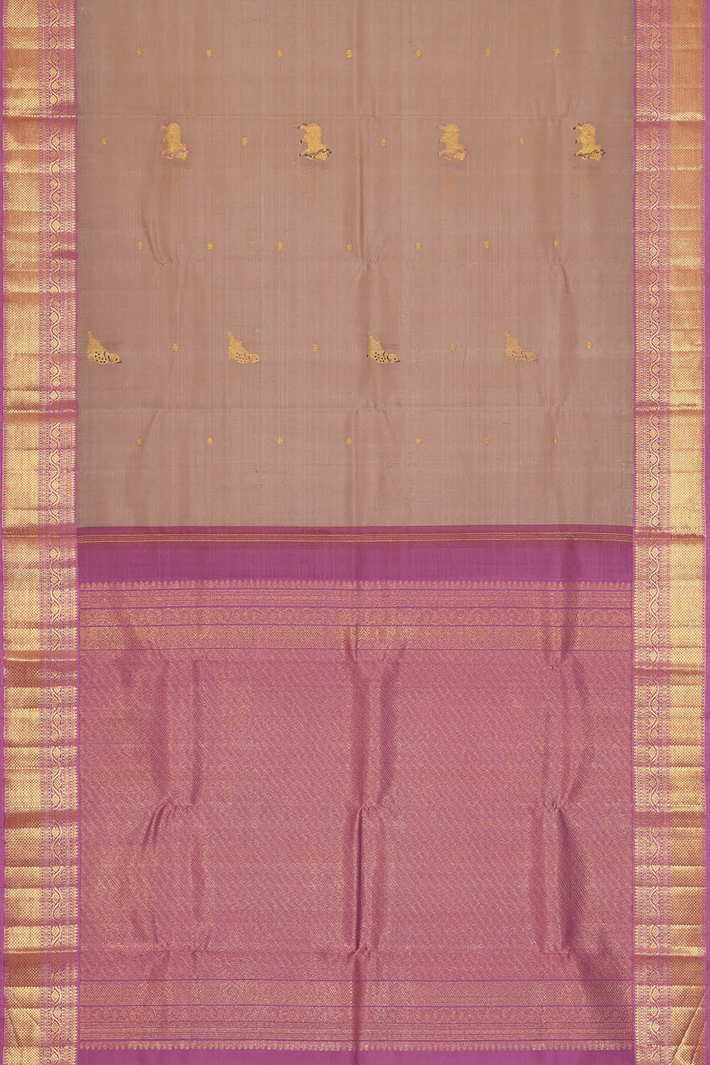 Image of Kanchi-Kora Silk Muted Lavender Saree