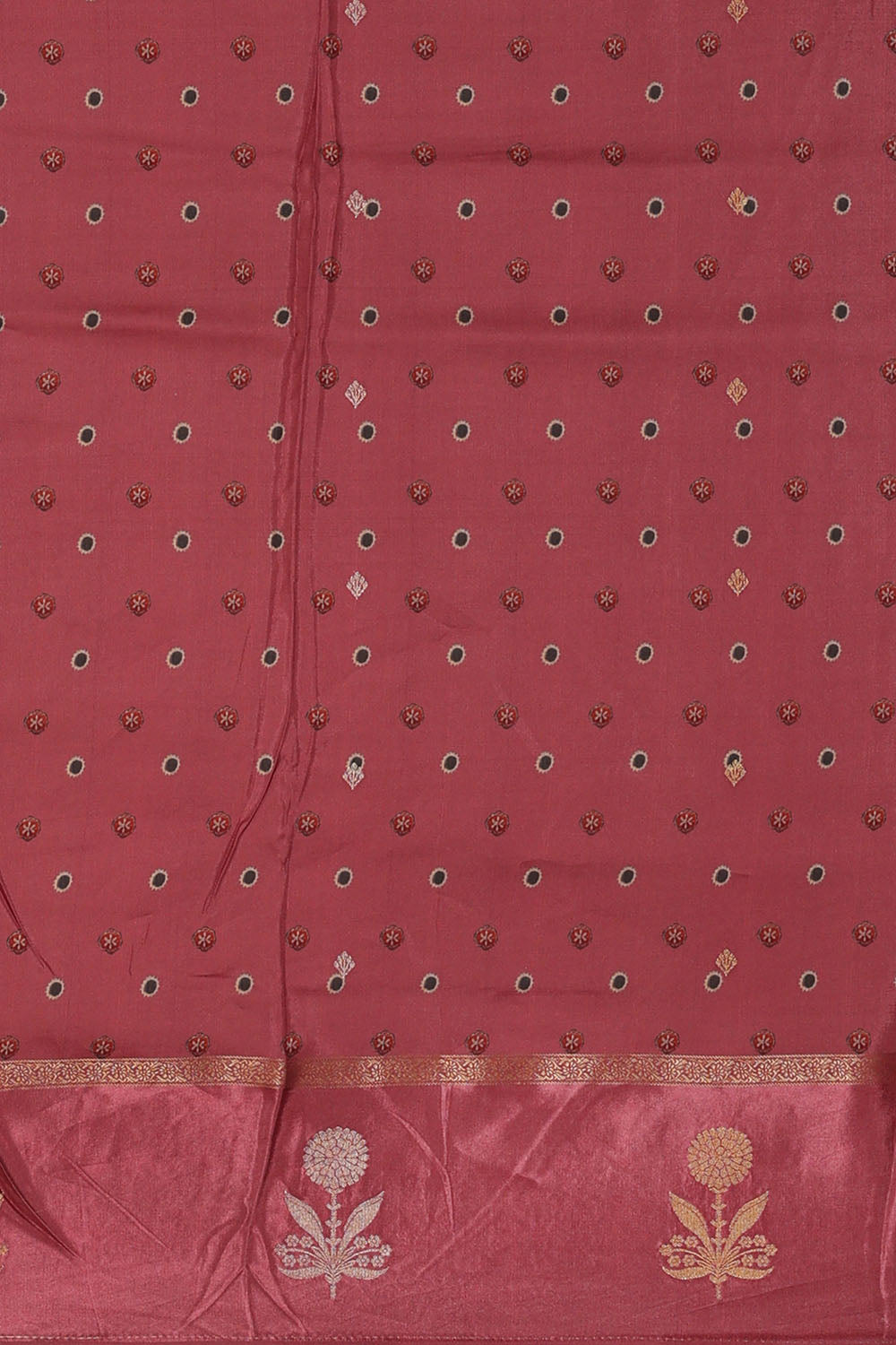 Image of Mauve-Pink Print Silk Saree