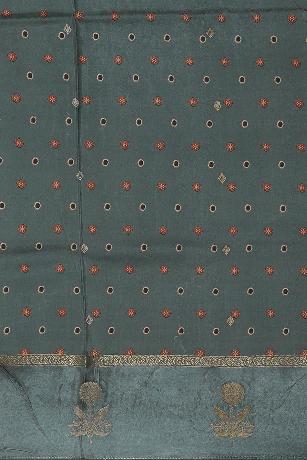 Image of Grey Print Silk Saree