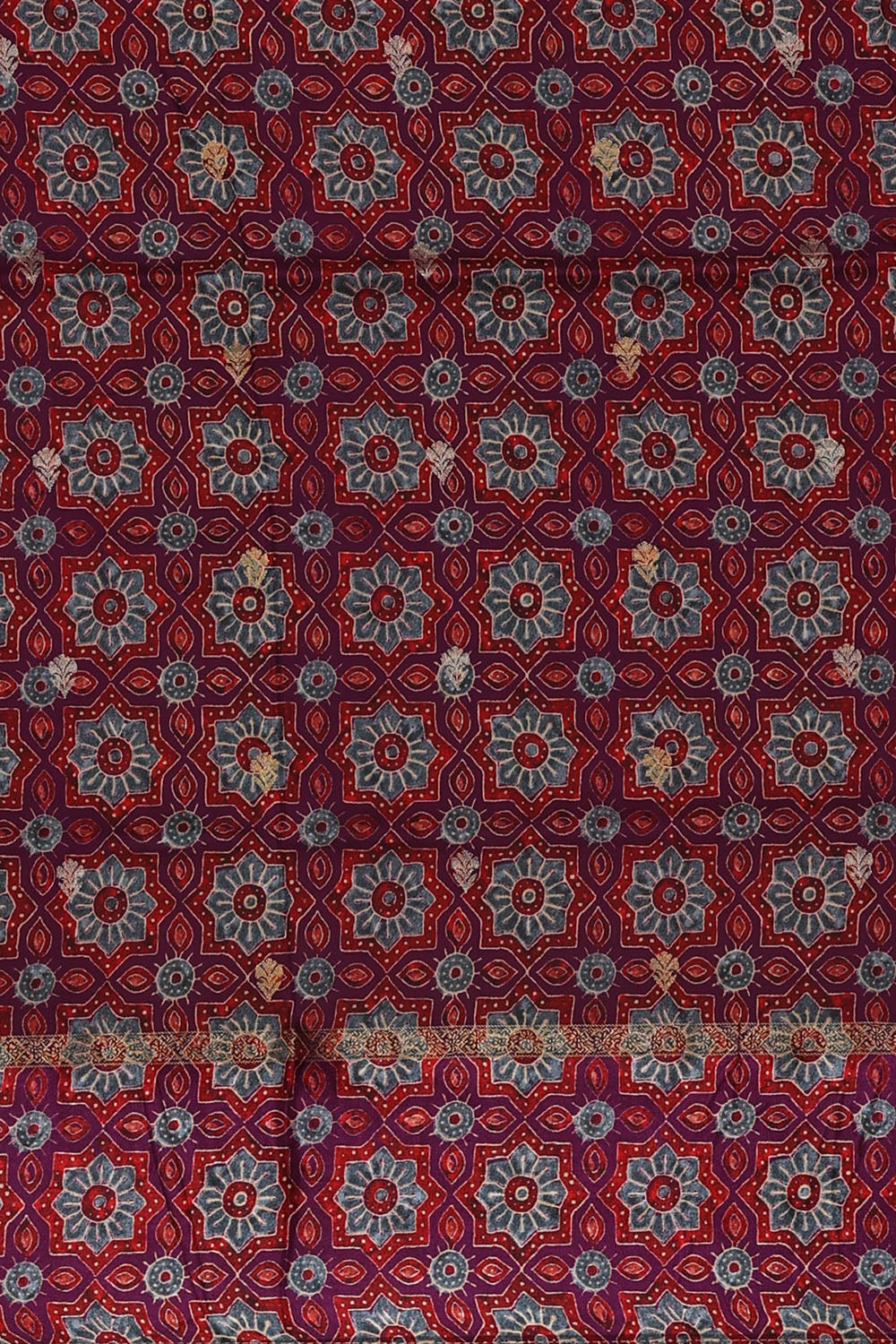 Image of Violet Print Silk Saree